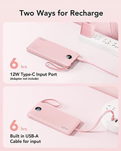 VRURC Portable Charger, Slim Power Bank Built-in 4 Cables, Flight-Safe, image 6