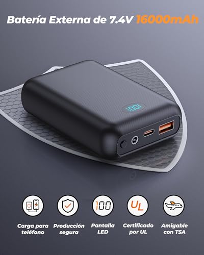 Chaleco calefactable mujer 9 areas de calor ajustable y gran bateria de 16000mAh 5