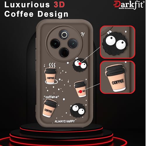 Image of DARKFIT Back Case Cover Compatible with Vivo T4 5G | Cute Fun Cartoon Ball 3D Coffee Silicone Case | Body Protection | Camera Protection | Shock Proof | for Vivo T4 5G | Color Brown | Pack of 1