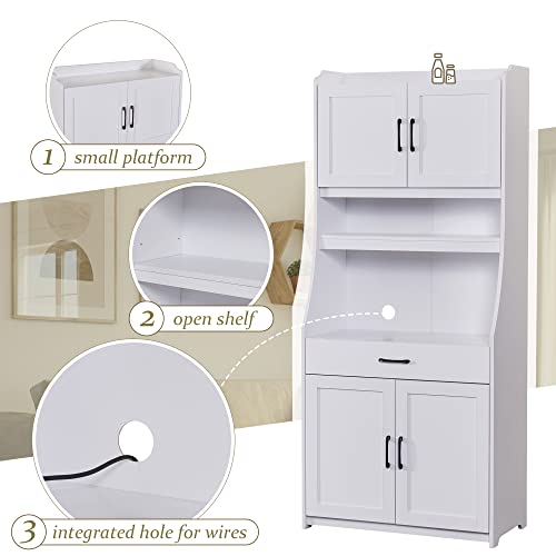 Lumisol Kitchen High Pantry Cabinet With 4 Doors And Drawer, 71" Tall Buffet Cabinet For Kitchen, One-Body Style Pantry Cabinet With Kitchen Cupboard, White #TOP7