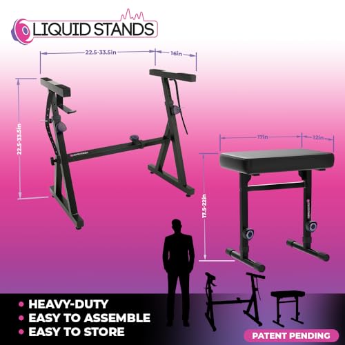 Liquid Stands KIT-MS1078-MS1083 Piano Keyboard Stand And Bench Set thumb #3