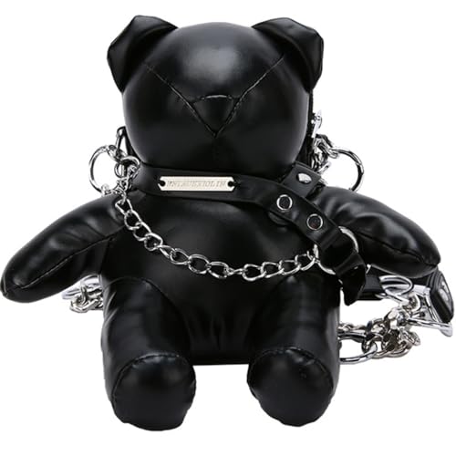 Fashion Small Crossbody Bag with Soft Inner Lining PU Leather Cute Bear Shape Phone Purse Shoulder Handbag with Chain