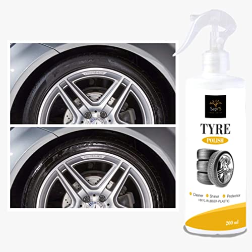 SAPI’S Tyre Polish to Shine Black Look, Zero dust Attraction & Spotless Car Care/Car Accessories/Automotive Products, Matte Black Tyre Dressing Spray, Natural Biodegradable 200 ml