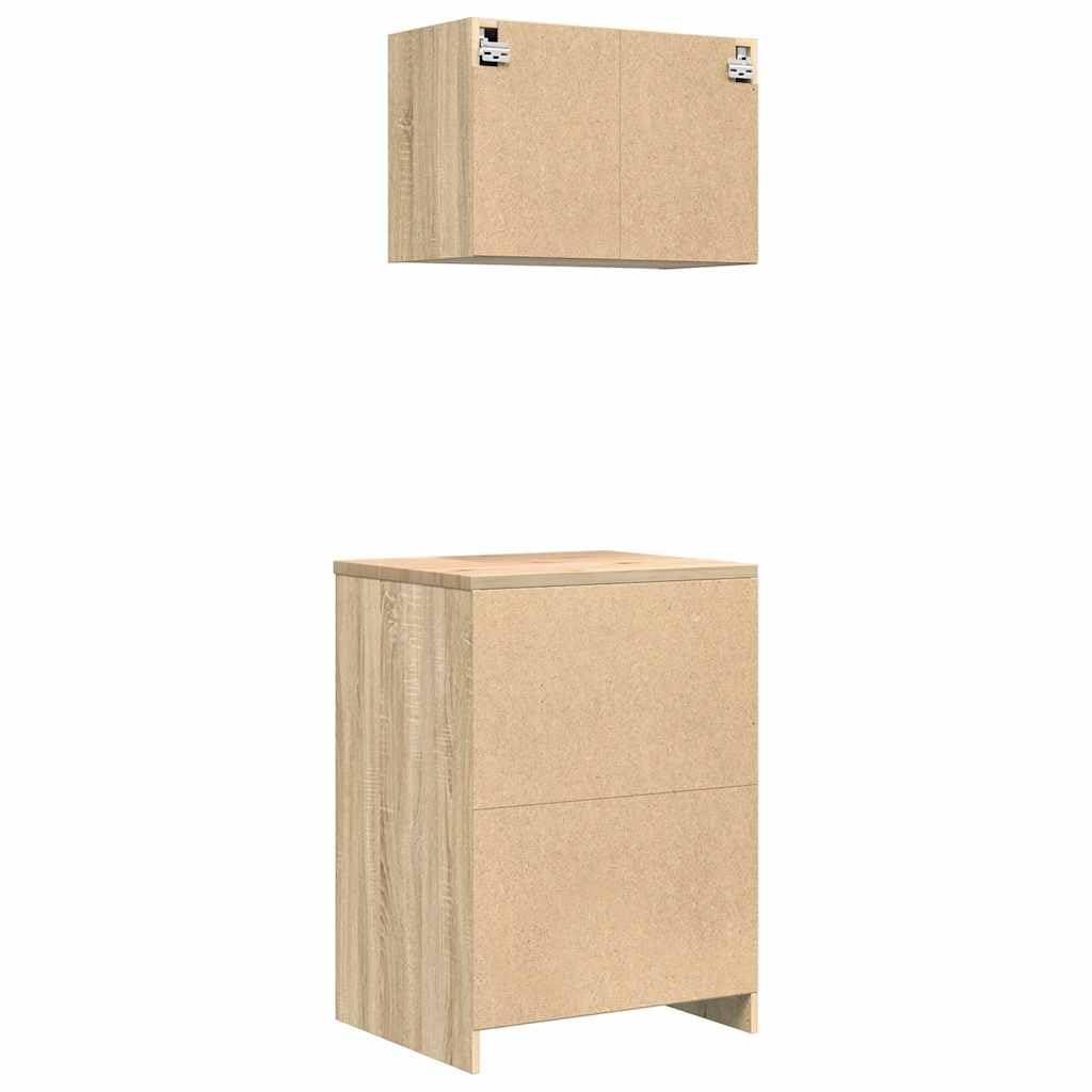 Armoires de Garage 2 pcs chêne Sonoma Bois d'ingénierie,Entreprise & Industrie,Stockage Industriel,Armoires industrielles,39.3 kg-3328334