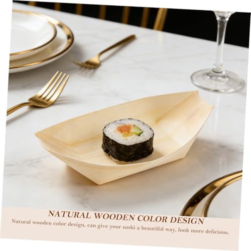 100 platos de sushi desechables de madera sintética 6 pulgadas miniatura 3