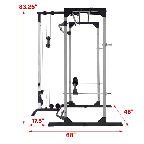 FITNESS REALITY 810XLT Super Max Power Rack Cage with Lat Pull Down and Low Row Cable Attachment