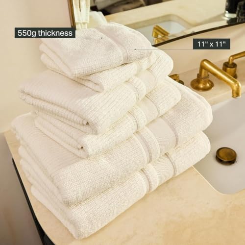Image of Preston Lane Douro Washcloths, 2 Pack Face Towels, 11 x 11 in, Alabaster