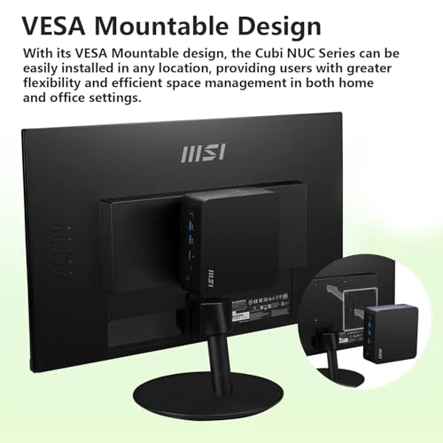 Image of msi Cubi NUC Business Mini Desktop, 10-Core Intel Core 5 120U Processor, 16GB DDR5 RAM, 1TB SSD, Support 4-Monitor 4K, Thunderbolt 4, HDMI, MicroSD Card Reader, Wi-Fi 6, Windows 11 Pro