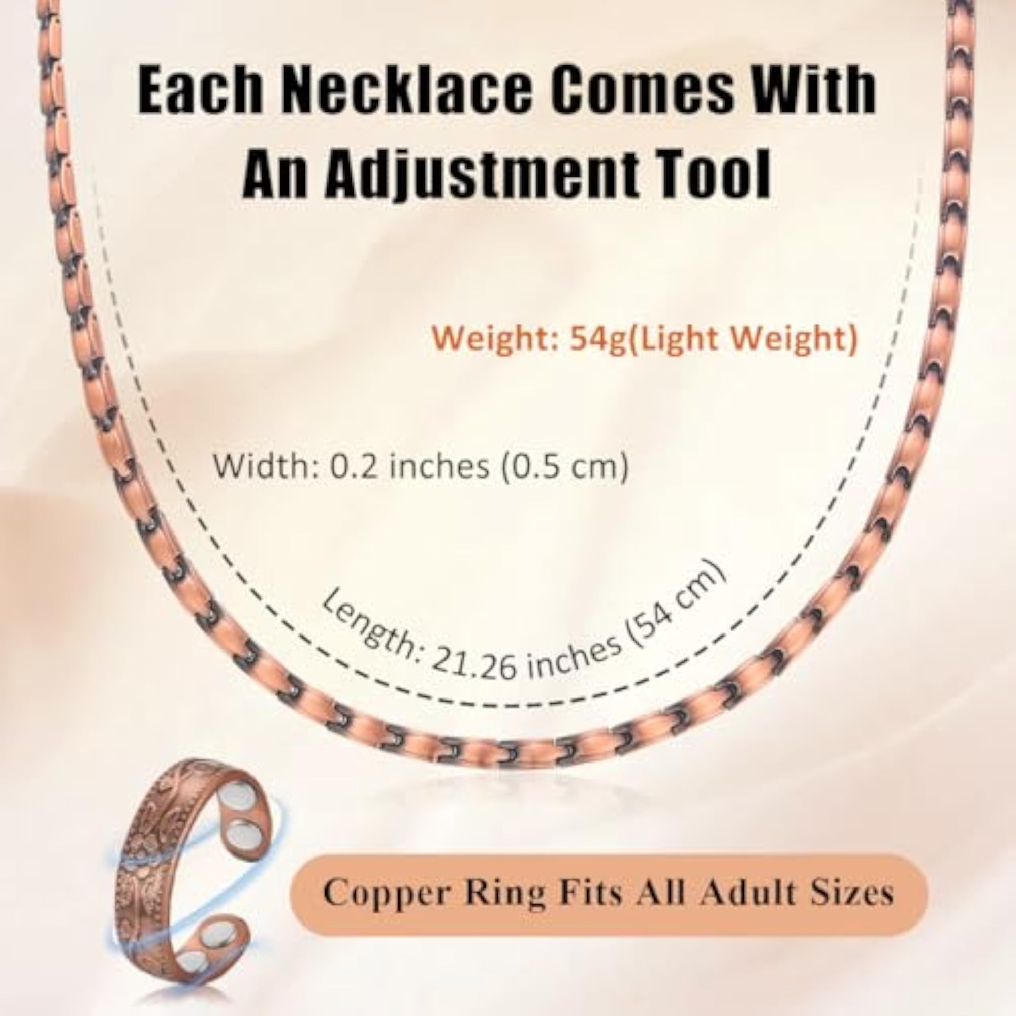 Copper Magnetic Necklace for Men & Women, Ultra Strength