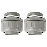 HDHAODA Conduit Connectors, 2-Inch Liquid Tight Connector NPT Non-Metallic for PVC Electrical Flexible Conduit Fittings, 180 Degree Straight, UL Listed for Home Outdoor Tubes Tools, Grey (2-Pack)