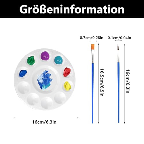 6 Stück Wet Palette, Mischpalette Acrylfarben, Mischenmalpalette, Farbmischpalette, Universalpalette, für DIY Kunst Malerei, Weiß(4 Runde Paletten + 2 Liner-Stifte)