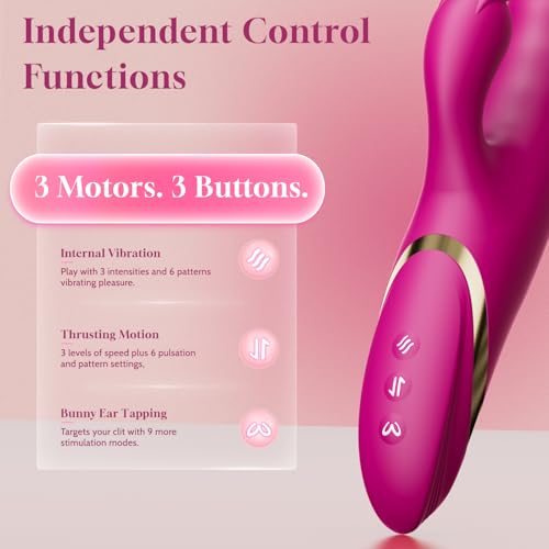 Image of Thrusting Rabbit Vibrator with Clitoral Stimulator - Realistic Dildo Thrusting Toy for Women, Curved G Spot Vibrator with Power Motion, Silent Vibrating Adult Toy for Solo Exploration & Couples Play
