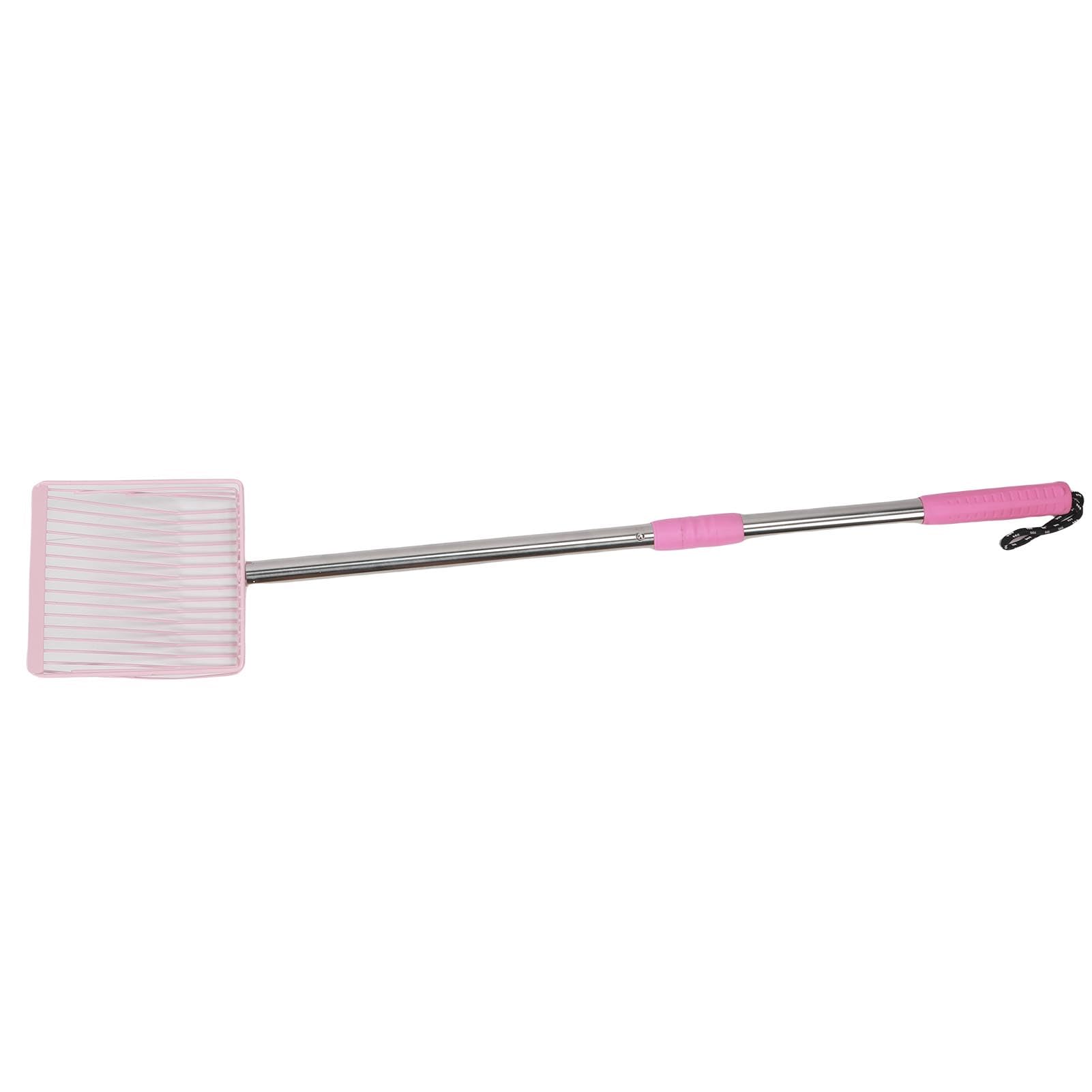 Fabater Durable Telescopic Metal Poop Scoop with Long Handle for Cat Litter for Efficient cleaning. Stainless Steel 201 Pet Poop Scoop for Chicken Coops (Pink)