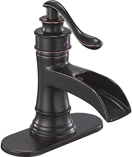 Bathfinesse Oil Rubbed Bronze Bathroom Faucet Vanity Sink Bath Faucets Waterfall Spout Farmhouse Single Handle Single Hole Commercial Antique Style Pedestal Sink Trough Supply Hose Lead-Free