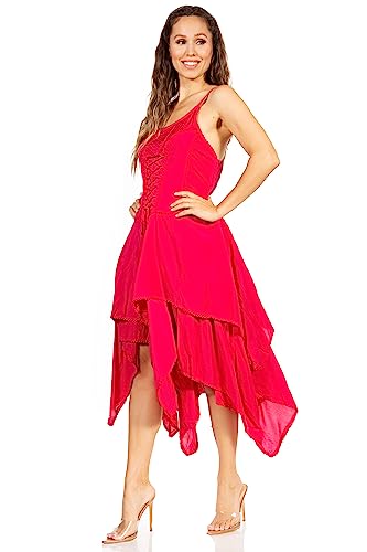 Image of Sakkas Lady Mary Jacquard Corset Style Bodice Lightweight Handkerchief Hem Dress