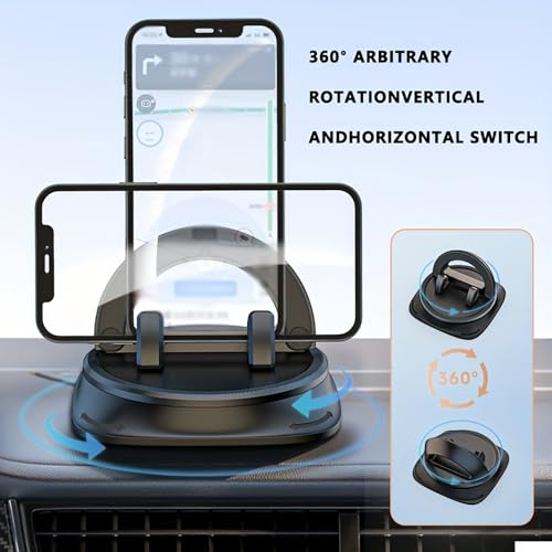 Azonee Phone Mount for Car, Dashboard Cell Holder 360° Rotatable Car with Non-Slip Silicone, Car Phone Mount Pad Mat for Various Dashboards, Slip Free Desk Phone Stand Compatible with Cell Phone