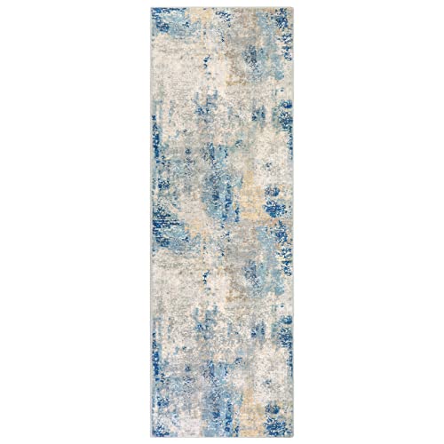Lahome Modern Abstract Blue Bathroom Rug, 2x6 Washable Long Hallway Rug Soft Non Slip Blue Floor Accent Carpet Runner for Entryway Kitchen Laundry Room Doorway Bedroom - Image 8