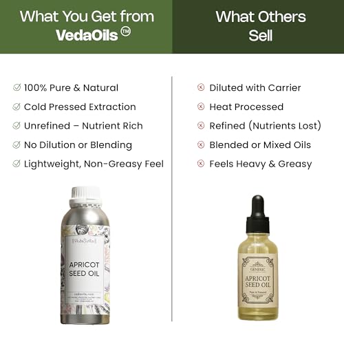 Image of VedaOils Apricot Seed Oil 100ml | 100% Pure, Natural & Cold Pressed | Apricot Oil for Skin & Face Moisturizer, Anti-Aging, Aromatherapy Carrier & Massage Oil