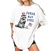 Funny Feral But Free Racoon T-Shirt - Retro Patriotic Shirts for Women, Men - American Flag Fourth of July Tee - Party Sarcasm Apparel - USA Gift On Independence Drinking Day (White-XL)