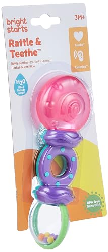 Image of Bright Starts Rattle and Teethe Chillable Baby Teether, Pretty in Pink, Ages 3 Months +