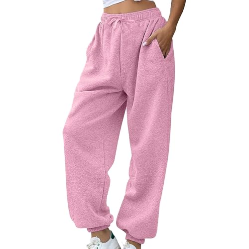Pantaloni della tuta da donna larghi a vita bassa - Pantaloni da jogging da donna a gamba larga con tasche - Pantaloni da passeggio Pantaloni in pile Pantaloni della tuta Pantaloni casualtrousers