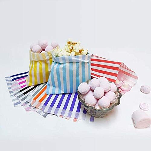 Truly Sweet Candy 50 Kraft Paper Bags - 5" x 7" (29 Styles) - Rainbow Mix Stripe Gift/Counter Food Bags โ image 1