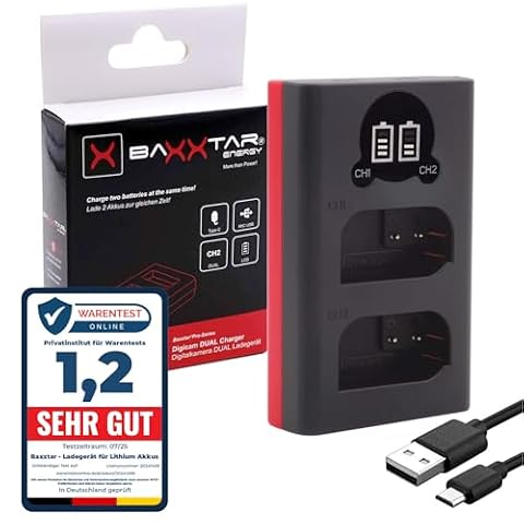 Baxxtar Dual LCD Ładowarka USB-C/Micro-USB do Panasonic DMW-BLK22