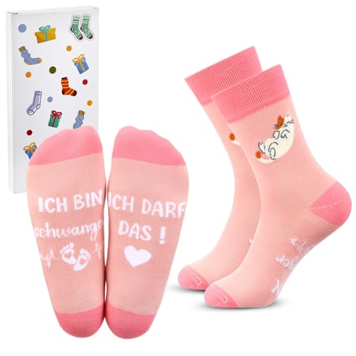 Jadive Schwangerschaft Geschenk Socken ICH BIN SCHWANGER Werdende Mama Geschenk Lustig Geschenke für Werdende Mütter Schwangere Schwangerschaft Muttertag Verkünden Größen 36-42
