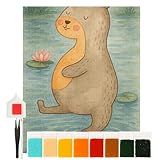 Mr. & Mrs. Panda Diamond Painting Otter Bauch Design 40 x 50 cm Mit Rahmen - Geschenk, diamant bilder, Satt, voll Gefuttert, Essen. Foodlover, set, Seeotter See, Sportmuffel, Zufrieden