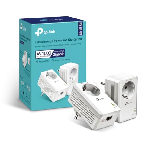 TP-Link CPL 1000Mbps avec 1 Port Gigabit et Prise Intégrée - idéale pour Profiter du Service Multi-TV à la Maison, Compatible Toutes Les Box, TL-PA7017 KIT
