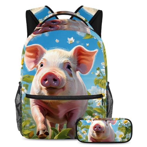 Cartable tendance joli cochon pour soulager le dos des filles et garçons au collège