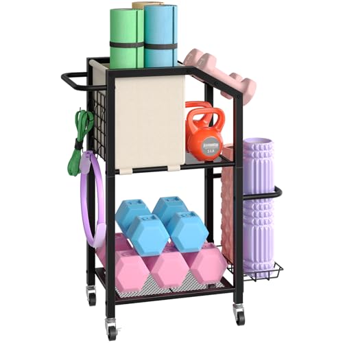 HOOBRO Dumbbell Rack, Weight Rack for Dumbbells, Yoga Mat Storage