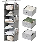 Pipishell Hanging Closet Organizer 6-Shelf, Hanging Shelves for Closet with 3 Removable Drawers &...