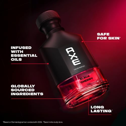 Image of Axe Strong Perfume for Men | Black Cherry Woody Fragrance | 12Hr Long Lasting | Woody Amber Fruity Eucalyptus lavender cherry vanilla amber fragrance| AXE Premium EDP 100ml | Black Cherry