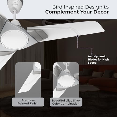 Image of Polycab Aereo Plus Star Rated, 1200mm Ceiling Fan For Home | High Speed & Air Delivery | Saves Up To 33% Electricity, Rust-Proof Blades, 52 Watt | 3-yr Warranty (Pearl White Cloud Grey Silver)