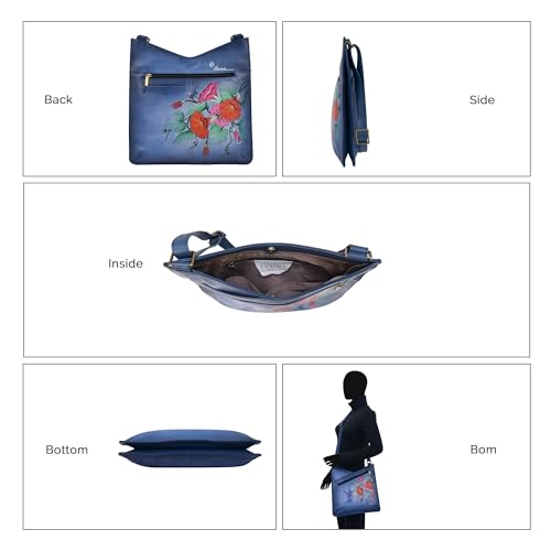 Image of Anna by Anuschka Women's Women's Original Genuine Leather Hand-painted V Top Large Crossbody - Leather Handbag for Women