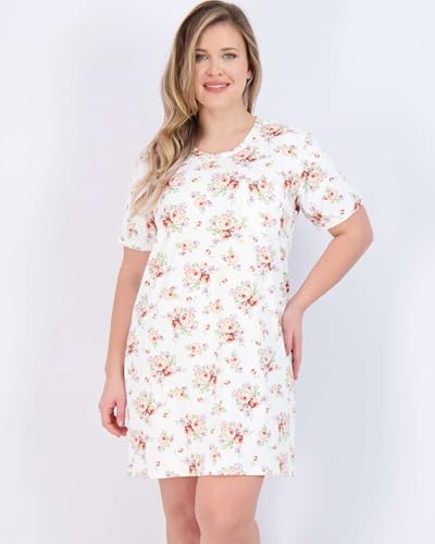 Image of Real Essentials 3 Pack: Women's Short Sleeve Nightgown Dress - Nightshirt Pajama Sleep Shirt Sleepwear (Available In Plus)