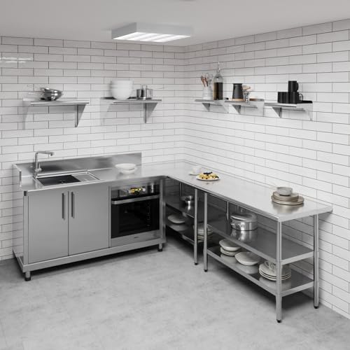 Image of AmGood 16 inch Long X 8 inch Deep Stainless Steel Wall Shelf | NSF Certified | Appliance & Equipment Metal Shelving | Kitchen, Restaurant, Garage, Laundry, Utility Room