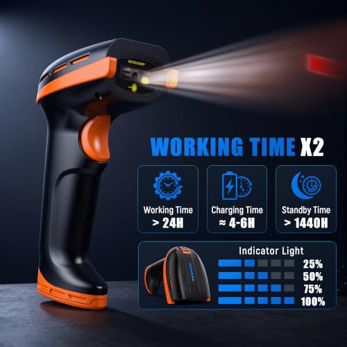 Image of Tera Barcode Scanner Wireless with Stand: 1D 2D QR with Power Switch, D6100