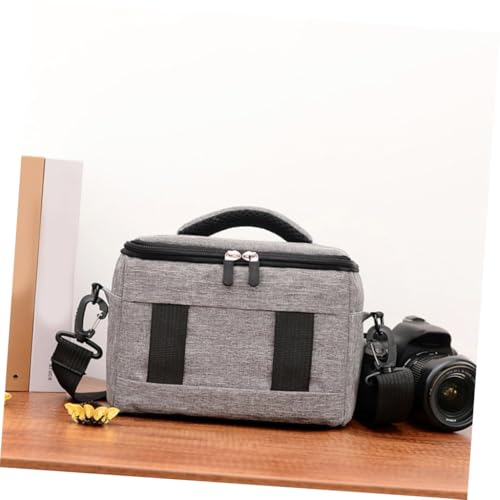 Bolsa portátil para cámara digital gris con acabados de cremallera metálica 7
