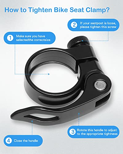 2pcs Bike Seat Clamps 31.8mm, Seatpost Clamp, Premium Bike Seat Clamp, Inside Diameter of Seat Tube Clamp 31.8mm (Black)