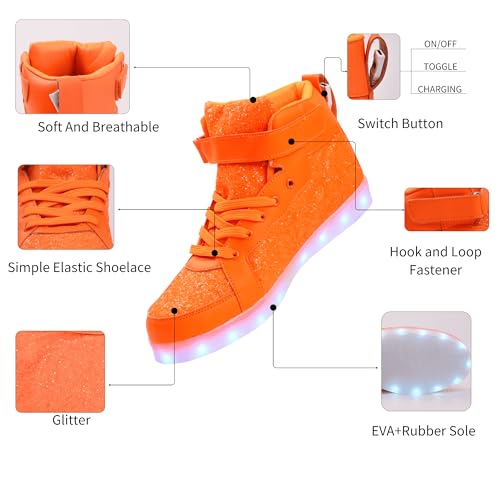 Image of Glitter Led Shoes Light Up Shoes High Top Sneakers for Women Men Flashing Dancing Shoes for Halloween Christmas Party with USB Charging