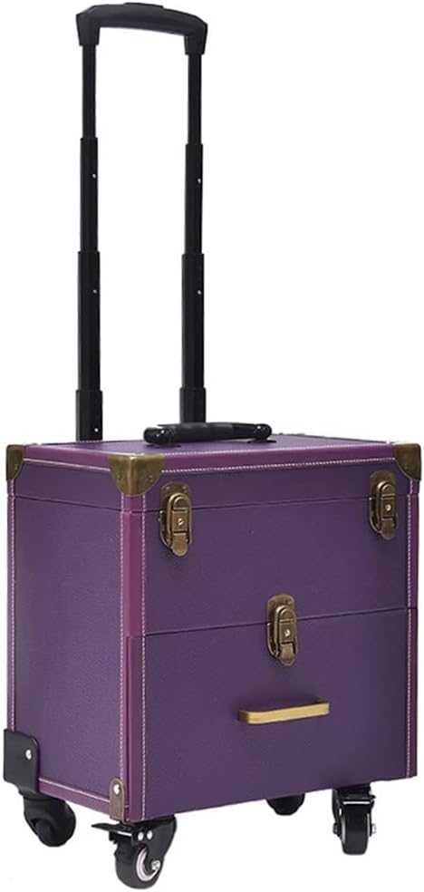 Ladies Multi-layer Large-capacity Cosmetic Case Manicure Tattoo Rolling Cosmetic Case Multi-function Trolley Suitcase(black-JoJo's Bizarre Adventure1)