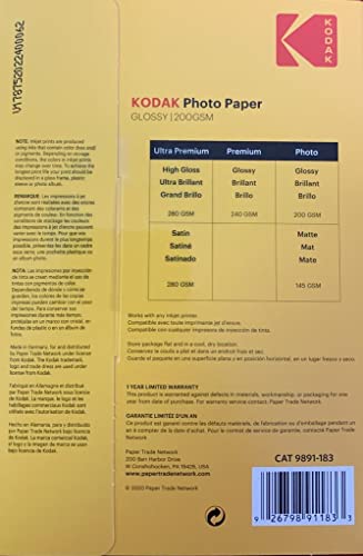 Kodak Photo Paper Gloss 4"X6", 100 Count, 52Lb-200G/M2 Weight, 6.5 Mil Thickness (41160 - 1743327)… #TOP2