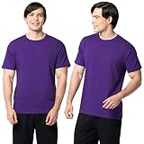 Fruit of the Loom Men's Eversoft Cotton T-Shirts (S-4XL), Crew-2 Pack-Purple, 4X-Large