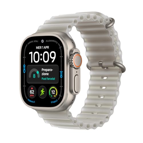 Apple Watch Ultra 4 GPS + Cellular 49 mm | Cassa in titanio naturale con cinturino Ocean grigio traslucido