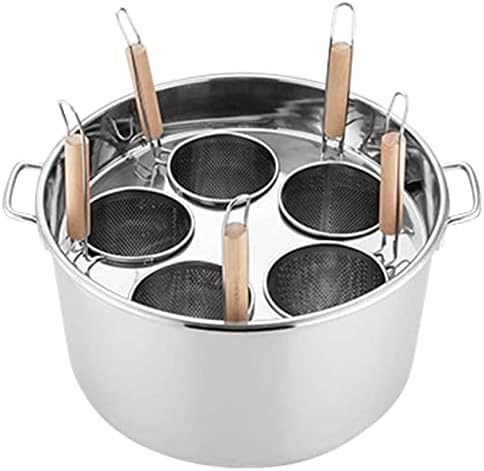 WUXLJ stockpots, with Divider and Colander Strainer, stockpots set, stockpots with lids, 3/4/5 Holes Pasta Cooker Insert Set, for Home Kitchen, Restaurant, Commercial Cooking Tool