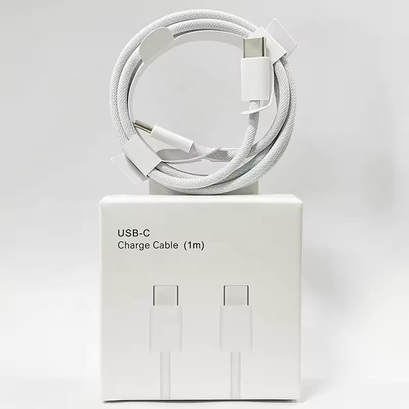 Premium 1M Silicone Braided USB-C Cable for iPhone 15 & Android - High-Speed Charging & Data Sync (White)