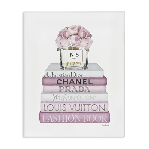 Image of Soft Pink Rose Bookstack Floral, 24 x 30 Inch Canvas Wall Art | Stupell Industries . By Amanda Greenwood . Ready to hang . Elegant gift for home decor . Made in USA