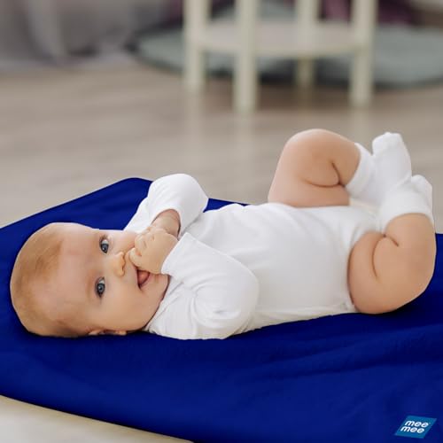 Image of Mee Mee Instadry Air Filled Extra Absorbent Waterproof, Quick Dry Sheet for New Born Babies, Breathable, Soft & Gentle, Reusable Waterproof Baby Sheet for Infant 0 to 12 Months, 70x100cm (Royal Blue)